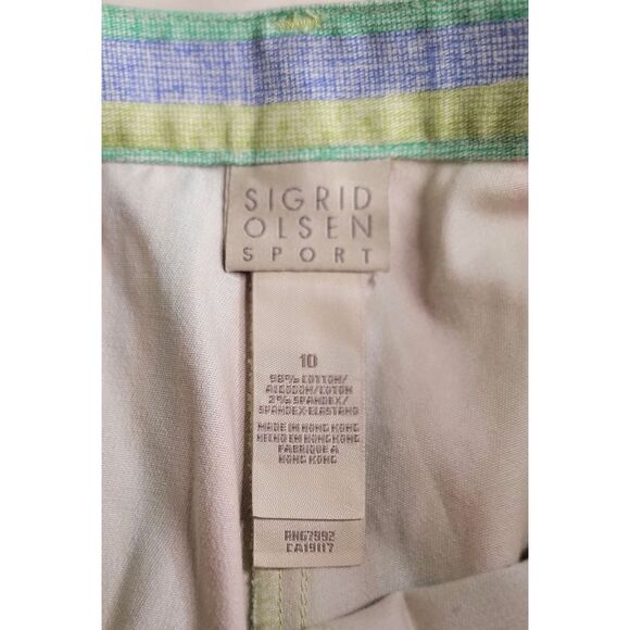 Retro Striped Capri Cropped Ankle Pants Size 10 by Sigred Olsen Sport Summer - Picture 3 of 5